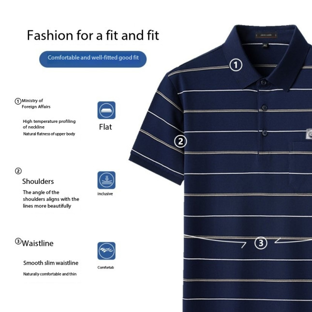 Pierre Cardin Men's Blue Striped Polo Shirt – Regular Fit PL51TSA129Z790